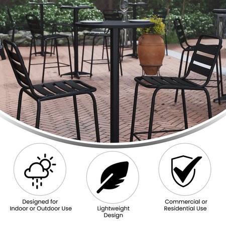 Flash Furniture Mellie 23.5 Black Round Metal Indoor-Outdoor Bar Height Table TLH-059B-BK-GG